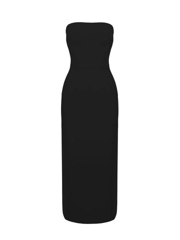HOLA - ﻿Siyah Yandan Yırtmaçlı Straplez Elbise